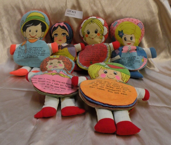 6 ASSORTED FLIP STORY BOOK CLOTH TOY DOLLS