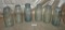 6 LARGE GLASS CANNING JARS W/ZINC LIDS