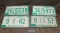 3 MATCHING SETS, 1 SINGLE 1976 NEBR. LICENSE PLATES - HALL, HOLT COUNTIES