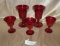 5 FENTON RED GLASS LINCOLN INN GOBLETS - LATE 1920S