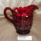 WESTMORELAND GLASS RUBY RED PINT PITCHER - CUT & BLOCK PATTERN
