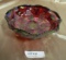 FENTON RUBY RED CARNIVAL GLASS FOODED PEACOCK BOWL
