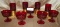 SET OF 5 RED GLASS SHERBETS, SET OF 4 IMPERIAL SHOTGUN SHELL GLASSES