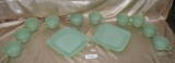 12 PCS. RIBBED JADEITE FIRE KING SERVING DISHES
