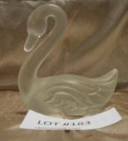 FENTON CLEAR FROSTED GLASS SWAN FIGURINE