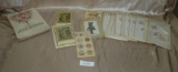 FLAT BOX OF ASSORTED VINTAGE NOTE CARDS, STATIONERY, SONG BOOK