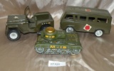 3 ASSORTED MILITARY TOY VEHICLES - TONKA, NYLINT, MODERN - 3 TIMES MONEY