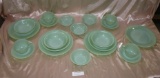 21 PCS. RIBBED JADEITE FIRE KING SERVING DISHES