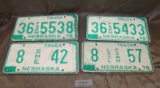 3 MATCHING SETS, 1 SINGLE 1976 NEBR. LICENSE PLATES - HALL, HOLT COUNTIES