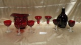 9 PCS. ASSORTED RED GLASSWARE ITEMS