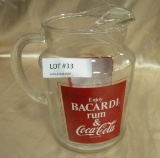 BACARDI RUM/COCA-COLA GLASS PITCHER