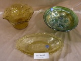 3 IMPERIAL GLASS DISHES - ONE CARNIVAL ROSE BOWL