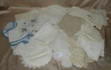 FLAT BOX OF ASSORTED DOILIES, TABLE RUNNERS, LINENS