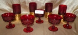 SET OF 5 RED GLASS SHERBETS, SET OF 4 IMPERIAL SHOTGUN SHELL GLASSES