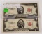 2 - 1953-C RED SEAL TWO DOLLAR NOTES - SEQUENCED - 2 TIMES MONEY