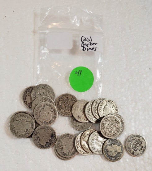 26 ASSORTED BARBER DIMES