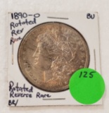 1890-O MORGAN SILVER DOLLAR W/ROTATED REVERSE