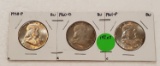 1958, 1960-D, 1961 FRANKLIN HALF DOLLARS - 3 TIMES MONEY