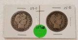 1909-O, 1915-D BARBER HALF DOLLARS - 2 TIMES MONEY