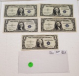 5 NICE ONE DOLLAR SILVER CERTIFICATE NOTES - 1935-A, B, C, D, E