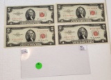 4 NICE TWO DOLLAR RED SEAL NOTES - 1953, 53-A, 53-B, 53-C