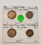 1943, 1944 ONE SHILLING, 1943, 1944 SIX PENCE COINS - 4 COINS