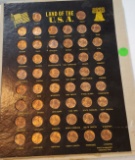 LAND OF THE U.S.A. DISPLAY BOARD W/50 LINCOLN MEMORIAL CENTS - 1976