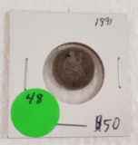 1891 SEATED LIBERTY DIME