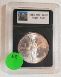 SLABBED 1985 MEXICO SILVER ONE OUNCE ANGEL COIN