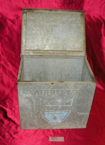 ABBOTT'S DAIRIES GALVANIZED PORCH MILK BOX