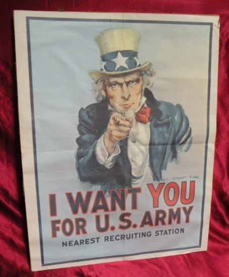 1975 U.S. ARMY PAPER POSTER W/CARDBOARD BACKING