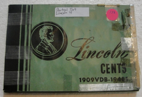 PARTIAL LINCOLN CENTS BOOK W/APPROX. 86 COINS - 1910-1948