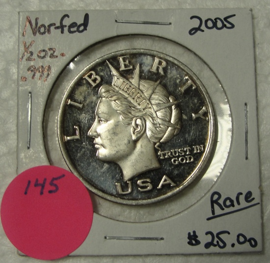 2005 NORFED 10 DOLLAR 1/2 OZ. SILVER ROUND