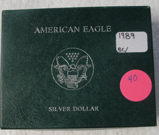 1989 BU SILVER EAGLE DOLLAR W/BOX
