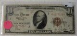 1929 10 DOLLAR NOTE - BROWN SEAL, RESERVE BANK OF KANSAS CITY MO.