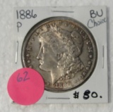 1886 CHOICE BU MORGAN SILVER DOLLAR