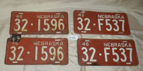 2 SETS 1946 THAYER CO. NEBR. LICENSE PLATES - 2 TIMES MONEY