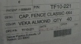 12 SEALED BOXES 4 X 4 INCH VINYL FENCE ALMOND CLASSIC VEKA CAPS - 12 TIMES MONEY