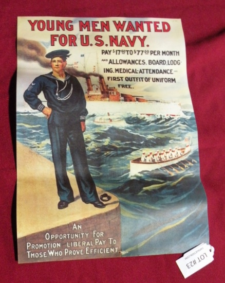 YOUNG MEN WANTED FOR U.S. NAVY PAPER POSTER