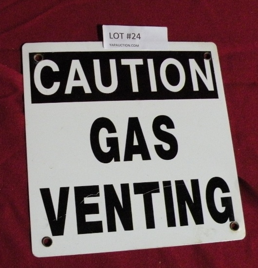 SMALL SINGLE-SIDED CAUTION - GAS VENTING PORCELAIN SIGN