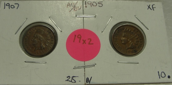 1905, 1907 INDIAN HEAD CENTS - 2 TIMES MONEY