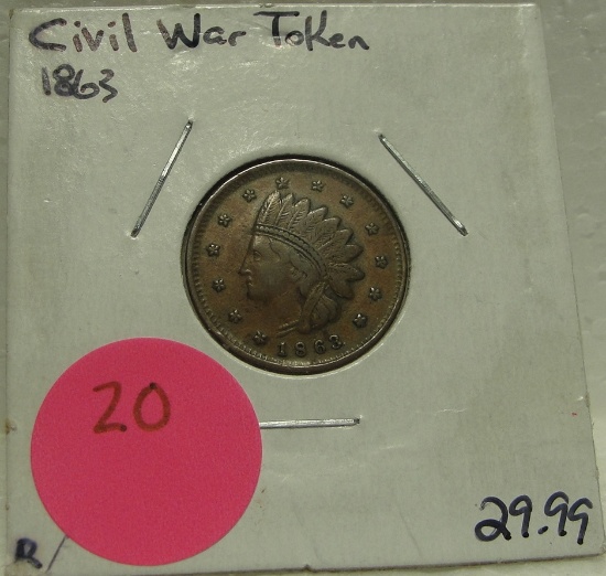 1863 CIVIL WAR TOKEN - NOT ONE CENT