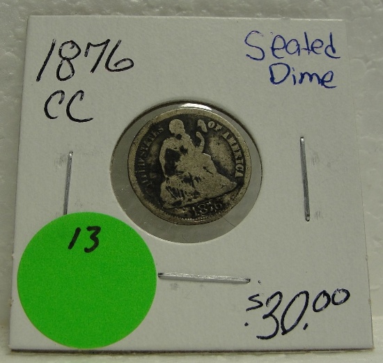 1876-CC SEATED LIBERTY DIME