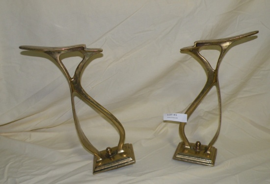 PAIR OF BRASS SHOE SHINE STANDS