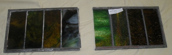2 STAINED GLASS 4-PANE WINDOW INSERTS