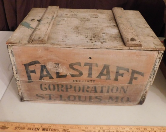 VTG. WOODEN FALSTAFF CRATE - ST. LOUIS