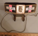 MICHELOB LIGHT BEER LIGHTED SHELF CLAMP SIGN - WORKS