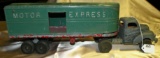 VTG. HUBLEY STEEL TOY TRACTOR/TRAILER - MOTOR EXPRESS