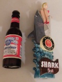 SHARK BAIT BEER KEG TAP, NON-WORKING PLASTIC BUDWEISER BOTTLE