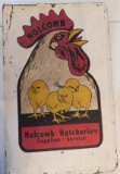 1960'S HOLCOMB HATCHERY TIN SIGN - GRAND ISLAND, NEBR.